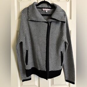 Anthropologie Oona & Maud Chic Black and White Herringbone Women's Bomber Jacket
